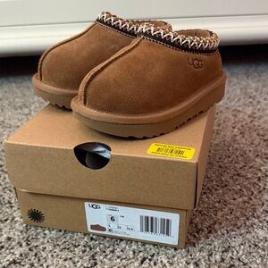 UGG Chestnut Suede Slip-On Clog with Decorative Trim